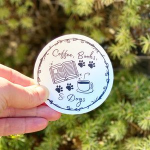 Coffee, Books, & Dogs Sticker